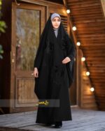 چادر گلدوزی طرح گلبرگ مخمل زنجیری - 3