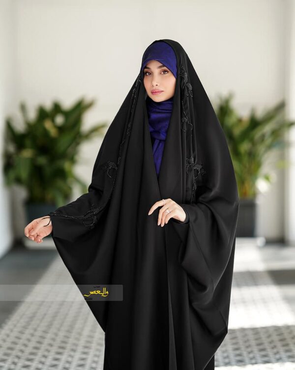 چادر مشکی جواهر دوزی عربی طرح کمند