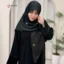 روسری مشکی مجلسی ژاکارد نگین اتریشی طرح شنل نقره‌ای کد 2002