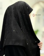 روسری مشکی مجلسی ژاکارد نگین سوارسکی طرح گل کد 2007 - 2