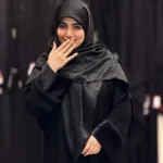 روسری نگین خطی کرپ ابریشم مشکی